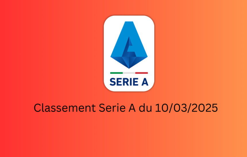 Classement Serie A du 10/03/2025